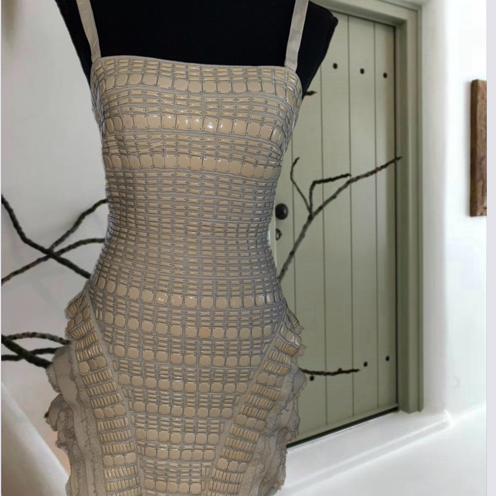 Herve Leger off the Runway nude mini  dress Size S